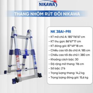 Thang nhôm rút chữ A NIKAWA NK-38AI-PRI