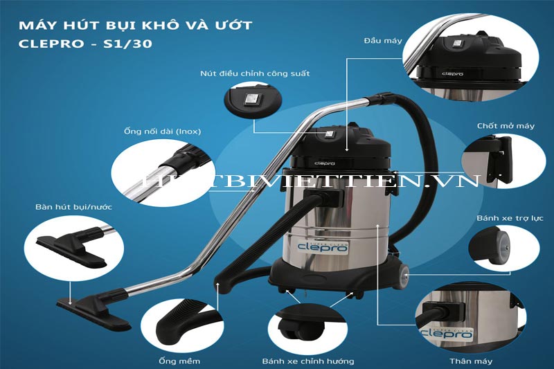 Máy hút bụi kho và ướt CLEPRO S1/30